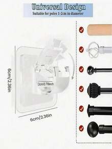 2 Pieces Adhesive Curtain Bar Holders, Drillless Bar Holders, Transparent Pole Holder Hooks, Wall Adhesive Clips, Shower Bar Holder, Resistant And Waterproof Mounting For Bathroom, Kitchen, Wardrobe Organization, Home Essentials.Dormitories And Hotels Are Essential For Travel,Perfect Birthday Anniversary Valentine's Day Christmas Halloween Teacher's Day Graduation Return To School Thanksgiving Surprise