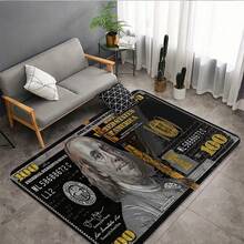 1 pieza Alfombra decorativa de piso con estampado de dólar divertido, alfombra de baño absorbente antideslizante y lavable, negra, suave y cómoda, alfombra de bienvenida rectangular, accesorios de baño, decoración del hogar, decoración de la habitación, decoración navideña