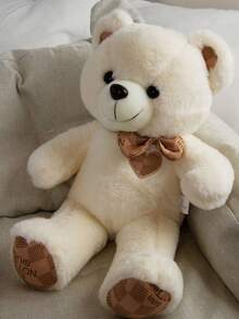 1 pieza Oso de peluche ultra suave y lindo de 35cm, Oso de peluche con moño, regalo perfecto para cumpleaños/Navidad, Oso de peluche grande, regalo de oso de peluche, decoración navideña, decoración del hogar y regalo de cumpleaños/festival, suave y cómodo, Oso de peluche>Poliéster