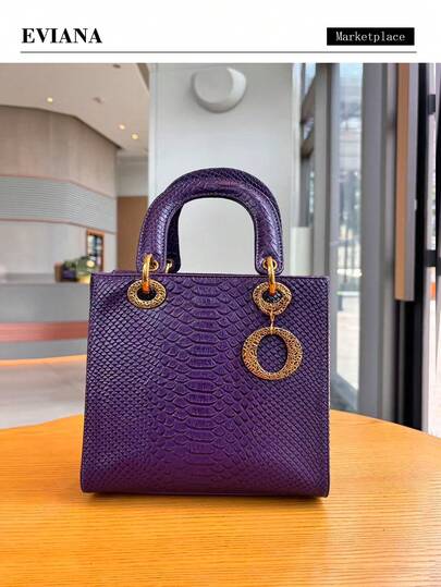 Bolso de mano de lujo con estampado de piel de serpiente, diseño exclusivo de alta calidad, elegante bolso cuadrado pequeño, versátil para el hombro y bandolera para uso diario