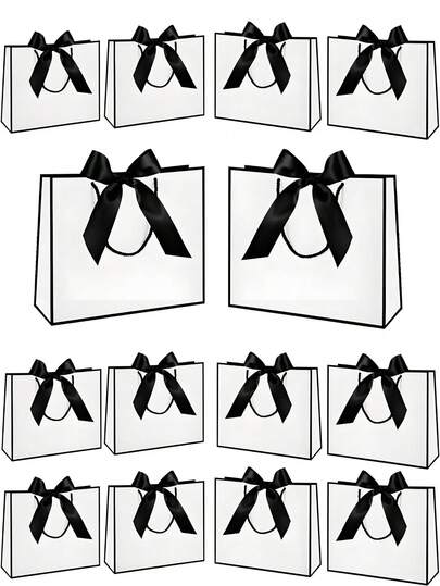 大きなリボン付きギフトバッグ、クラフト紙ギフトバッグ、持ち手付きパッケージバッグ、リボン付きパッケージバッグ、エレガントな紙袋、ショッピングバッグ、ハンドバッグ、白い紙ハンドバッグ、結婚式やお誕生日のギフトバッグ、シンプルな無地のショッピングバッグ、ブライダルギフトパーティー、クリスマスパーティー、夏の結婚式、ウェディングパーティーの装飾、屋外パーティー、ホリデーパーティー、誕生日、ハロウィンなどに適したジュエリーギフトパッケージバッグ