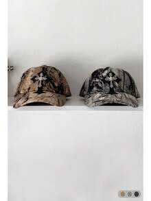 男女通用迷彩棒球帽，街头潮流可调节后扣帽，宽边防晒，做旧牛仔软顶帽，男女皆宜 - 彩色 - 查看 11