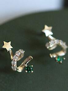 falinne S925 Silver Plated 14K Gold Christmas Tree Stud Earrings For Women, Cute Mini Earrings, Suitable For Christmas Gifts, Tarnish Resistant & Hypoallergenic