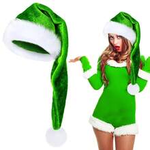 1 pieza Gorro de Navidad, Gorro de Papá Noel, Gorro navideño de Papá Noel de estilo neutro para adultos de doble grosor de terciopelo cálido y cómodo para fiestas de Año Nuevo