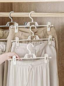 5PCS Plastic Beige Rotating With Clip Hanger, Storage Racks, Organizing Hangers, Pants Hanging Straps, Household Items