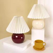 1pc LED Warm Light Eye-Caring USB Powered Night Light, Nordic Ceramic Pleated Retro Desk Lamp, Cozy Atmosphere Lamp Suitable For Bedside, Bedroom Decor - Multicolor - View 11