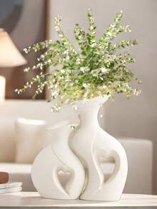 2 Sets Of Hollow Heart-Shaped Resin Vases–Minimalist Decorative Sculptures For Living Room, Bedroom, Entrance Or Gifts | White And Black Modern Home Decoration, Suitable For Winter, Graduation, New Home And New Year. Room Decor Flower Vase Glass Vase