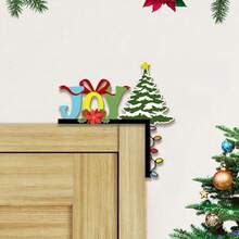 1 bucată de decor de colț pentru ușă din lemn de Crăciun, pandantiv vesel de Crăciun și brad de Crăciun, potrivit pentru decorarea colțului ușii din față a casei de Crăciun, pandantiv de decorare pentru petrecere de festival