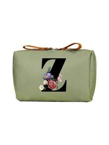 Geantă cosmetică elegantă cu monogramă, geantă de toaletă portabilă pentru femei, geantă de ruj, portofel pentru monede, geantă de depozitare pliabilă ușoară, geantă cosmetică, geantă de călătorie, geantă de depozitare portabilă, capacitate mare, cu mâner, multifuncțională, poliester durabil cu închidere cu fermoar, lavabilă la mașină, potrivită pentru naveta zilnică, călătorii de afaceri, vacanțe, poate fi oferită prietenilor, membrilor familiei ca un cadou grijuliu, cadouri de Crăciun, Halloween.