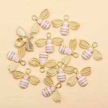 10pcs Cute Rhinestone Bee Shaped Zinc Alloy Oil Drip Diy Jewelry Pendant For Earrings, Necklace And Other Accessories