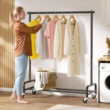 Heavy Duty Clothing Racks Hanging Clothes Rack, 43 Wide Rolling Garment Rack Metal Clothing Hanger Rack With Wheels Wardrobe Rack Coats, Shirts, Dress, Black - 黑色+單桿 - 查看 7