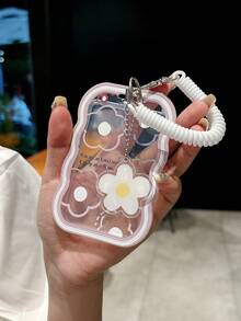 1 buc Suport pentru carduri de identitate Husă de protecție pentru carduri de lucru, fabricată din material TPU - Curea drăguță cu pandantiv pentru primăvară - Cadou drăguț de sărbători