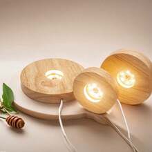 1pc Illuminated USB Wooden Display Stand, For Nightlight, Decor, Aromatherapy Base, Suitable For Desk, Showcase, Office And More