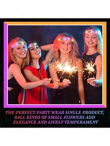 12pcs LED Flower Crown Headband - Shiny Glowing Floral Wreath Accessories, Suitable For Women & Girls - Perfect For Christmas, Halloween, Weddings, Beach Parties, Birthday Celebrations - Reusable, Adjustable, Battery Powered - Multicolor - View 6