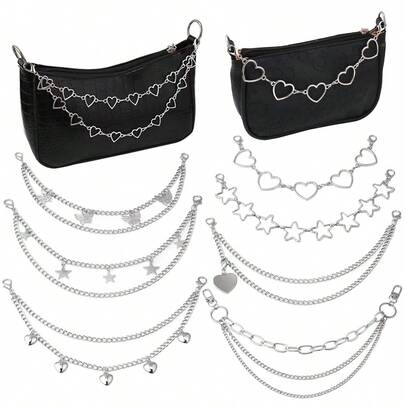 1 Stück doppellagige Taschenkette, dekorative Kette mit Schmetterling-Herz-Schlüsselanhänger, Anhänger für Schultertasche, Taschenzubehör