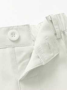 BOARNSEORL Young Boy White Elastic Waist Casual Pants, Solid Color, Versatile And Comfortable, Suitable For Spring And Autumn Daily Wear - White - View 5