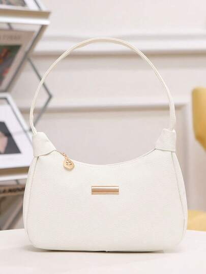 1 Piece Of Girls' Fashionable Underarm Crossbody Bag, Five Colors Optional, Solid Color, Comfortable And Exquisite Small Hardware Decoration, Exquisite Baguette Bag, Ideal Choice For Gift Giving