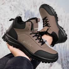 Winter Snow Boots For Men Water Resistant Warm Fur Lined Anti Slip Work Ankle Shoes Casual Lightweight Hiking Outdoor Trekking Boot