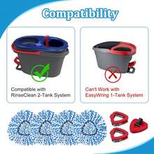 Mop Heads Replacements For O-Cedar RinseClean 2-Tank Spin Mop, Mop Replace Head For O Cedar, Mop Heads Include 4 Pack Mop Refills, 2 Scrubber Mop Heads, 1 Mop Base, Reusable, Easy To Replace - 1 - Xem 2