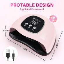 LKE 24LED Nail Dryer UV Nail Lamp Nail Lamp For Drying And Curing Nail Polish Household Nail Lamp For Drying And Polishing Varnish With USB Cable Professional Gel Polishing And Drying Lamp For Curing All Gel Nail Polish Nail Pedicure Salon Tools Professional Nail Tool - Hồng - Xem 2