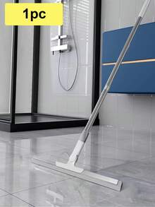 1pc Silicone+Aluminum Alloy 2-In-1 Mop & Squeegee, Adjustable Telescoping Handle Floor Glass Wiper, Slouchy Squeegee For Bathroom Kitchen Floor Cleaning