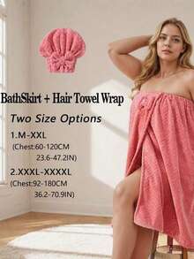 2pcs/Set, Size 80*210 Cm/80*160 Cm, 350 Gsm, Extra Large Bath Robe + Adjustable Princess Bath Cap, Suitable For M-XXXXL, Thick Bath Robe For Home, Travel, Sauna, Spa, Size 32.31*84.65 In/32.31*64.96 In. Essential For Back To School Season - Multicolor - View 5