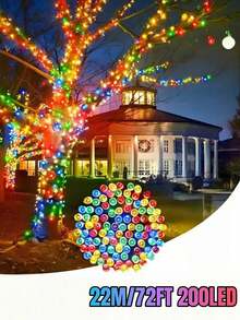 20/50/100/200 LED Solar Powered String Lights - 8 Modes, Solar Christmas Lights, IP65 Waterproof Fairy Lights, Suitable For Yard, Fence, Balcony, Party, Christmas Tree, Wedding, Garden Camping Decor, Perfect For Outdoor Christmas Garden Party (Warm White/White/Colorful/Purple) - Black - View 19