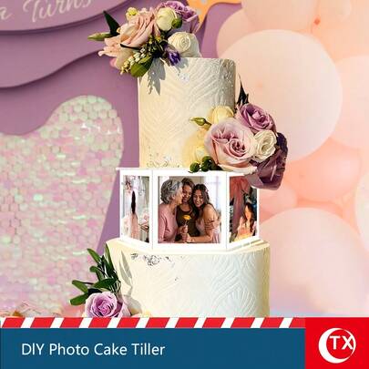 TX 1 套 8 件透明亚克力相框蛋糕架，DIY 六角形蛋糕分层器，婚礼、生日、毕业典礼、周年纪念主题蛋糕展示的桌面装饰，定制蛋糕展示