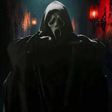 1 套恐怖尖叫鬼脸面具和斗篷服装，成人万圣节乳胶派对服装道具 - 彩色 - 查看 4