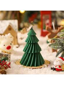 1pc, Handmade Christmas Tree Shaped Scented Candles, Slight Color Difference, Suitable For Home Decor, Restaurant, Birthday, Party, Bathroom Aromatherapy Christmas Decorations Room Decor, Christmas Gifts