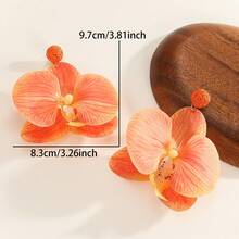 زوج من أقراط الأزهار الجميلة على شكل فراشة وأوركيد، مناسبة للنساء للاستخدام اليومي والرحلات