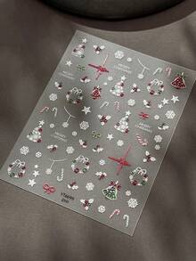 1 Foglio di Adesivi per Unghie Natalizi, Albero di Natale Aurora, Campana di Natale, Bastoncino di Zucchero, Realizzati in Gel, Decorazioni Natalizie 3D in Rilievo, Adesivi per arte di unghie Autoadesivi, Adatti per Manicure Fai-da-Te di Dita di Mani e Piedi di Donne e Ragazze, Regalo Natalizio