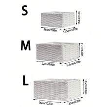 1 件/3 件编织储物篮，桌面收纳托盘，用于存放化妆品、钥匙、零食、家居装饰，手工藤条篮，适用于卧室、客厅、书房、办公室，是理想的礼物（白色） - 白色 - 查看 10