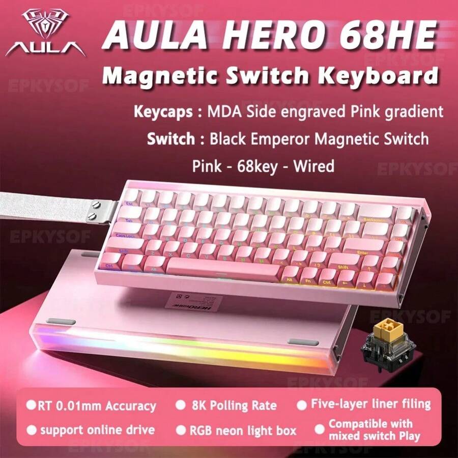 AULA HERO 68HE Magnetic Switch Keyboard RGB Gaming Mechanical Keyboard ...
