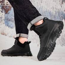 Winter Snow Boots For Men Water Resistant Warm Fur Lined Anti Slip Work Ankle Shoes Casual Lightweight Hiking Outdoor Trekking Boot