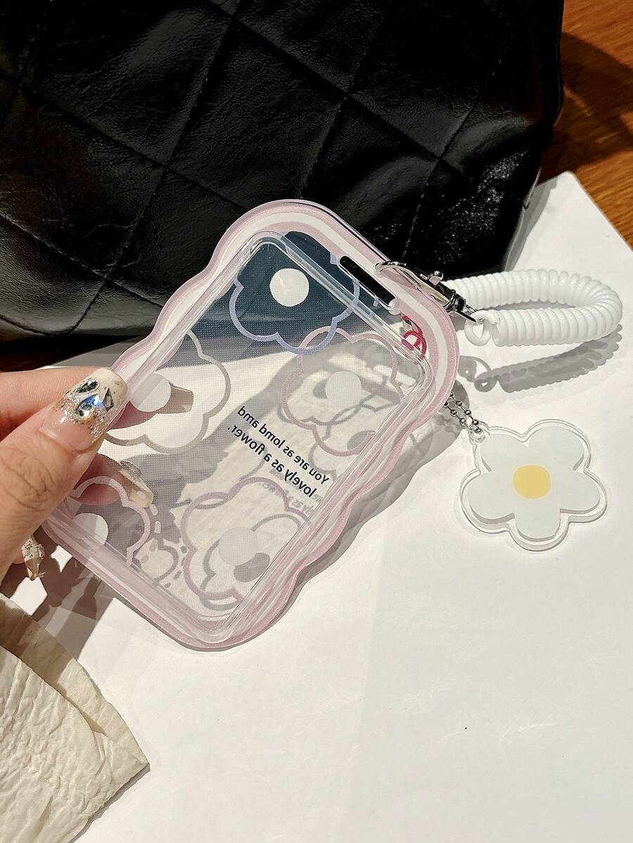 1 buc Suport pentru carduri de identitate Husă de protecție pentru carduri de lucru, fabricată din material TPU - Curea drăguță cu pandantiv pentru primăvară - Cadou drăguț de sărbători