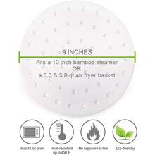 100-Pack 9 Inch Unbleached Steamer Liners, Perforated Parchment Paper Rounds For Air Fryer, Bamboo Steamer & Cooking - Non-Stick - Air Fryer Liners - 7.5 inches - View 3