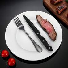 6set Stainless Steel Cutlery Set, Containing 6 Serrated Steak Knives And 6 Dinner Forks, Elegant Classic Design, , Mirror Polished, Dishwasher-, Suitable For Meat Cutting, Perfect For Parties, Weddings, Banquets, Outdoor Camping