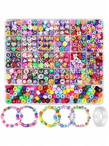 Boho Polymer Clay Beads Kit, Multi-Elements Polymer Clay Beads Kit For Jewelry Making, DIY Necklace Earring Bracelet Friendship Gifts, Accessories Making