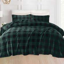 Elegant Comfort Soft 4-Piece Velvet Flannel Sheet Set - Premium Quality - Cozy Warm, Anti-Static, Non-Pilling Fuzzy Deep Pocket Sheet Set -, Gray, Velvet Bedding, Popular Flannel Sheets 2025 - Buffalo Green - Xem 5