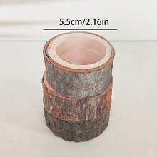 Suporte de Vela de Madeira com Casca, Suporte de Vela de Madeira Pequeno, Base Fixa de Vela para Uso Interno - Multicolorido - Visão 5