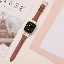 1 条女式牛角扣新款高端金属皮革表带兼容 38/40/41/42/44/45/46/49 毫米兼容 表带 Ultra/Se10/9/8/7/6/5/4/3/2/1 - 棕色 - 查看 6
