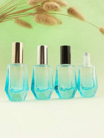 3 Stücke/5 Stücke/10 Stücke/20 Stücke nachfüllbare Farbverlauf Blau 10ml Ätherisches Öl Serum Rollerfläschchen, tragbare Probe Parfüm/Essenz/Medizinisches Öl Edelstahl Rollkugel leere Flaschen mit Goldkappe