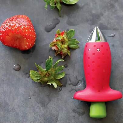1 Piece Strawberry And Tomato Corer - Ergonomic Easy Grip ABS Handle, Stainless Steel Blade To Effectively Remove Fruit Stems, Durable Kitchen Utensil Fresh Produce Preparation, Stem Removal Tool | Fun Kitchenware | Quality Kitchen Tools