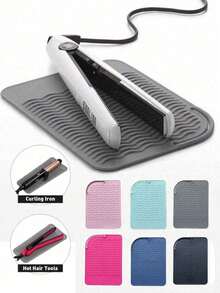1pc Silicone Heat Resistant Mat, Hair Straightener Pad, Curling Iron Mat, Styling Tool Pad Set, Heat Resistant Mat For Hair Straightener And Curling Iron, Hair Styling Pad Storage Mat, Silicone Heat Insulation Tool Mat, Portable Travel Mat, Suitable For Salon, Beauty Salon, Travel Essential, Holiday Beach, Bathroom, Bedroom, Large Capacity, Christmas Home Decor