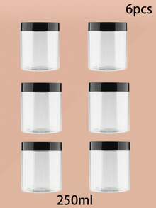 Tubos de plástico transparentes de boca larga com tampas redondas, adequados para armazenar loções, cremes, pomadas, etc.