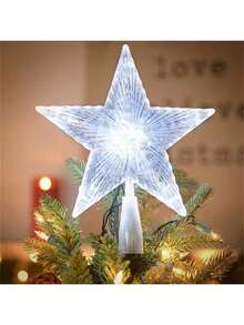1 件圣诞树顶星，圣诞树顶星带灯 LED 夜灯树顶电池供电圣诞树顶星，适用于树木、圣诞树装饰、派对 - 彩色 - 查看 9