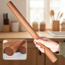 [Solid Wood] Premium Beechwood Rolling Pin - Ergonomic Design, Non-Stick For Pizza, Pie, Cookie Dough - Durable Baking Tool With Comfortable Handle