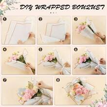 100 Hojas Papel Coreano Celofán Impermeable Doble Cara para Ramos Florales,3 Cintas + 10 Colores negro oscuro, papel de plata, lavanda, rojo oscuro, azul aguamarina, rojo plata, blanco puro, rosa, azul claro, champán - Color de borde dorado - Ver 5