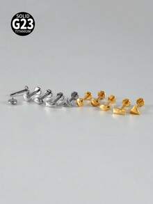 1件 G23 钛金属几何唇钉 内螺纹 三角形/圆形 耳廓 耳骨 耳软骨 耳轮耳环 身体穿刺饰品 - 如圖 - 查看 10